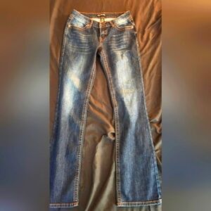 Women's Stylish Blue Lightly Faded Bootcut Jeans By Elite Jeans Size 9